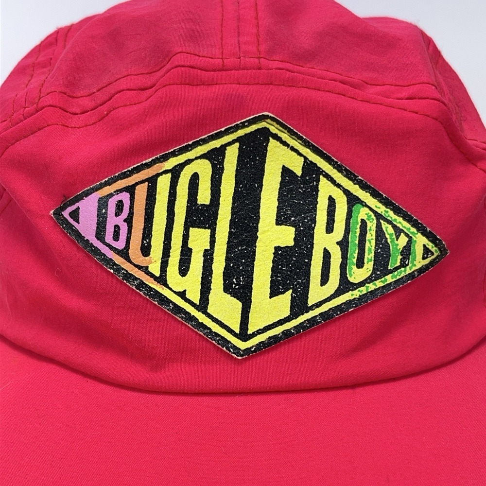 Vintage Bugle Boy Hat Cap 5 Panel Neon Pink Nylon 90s Y2K Spell Out Adult‎ Mens - Picture 4 of 12